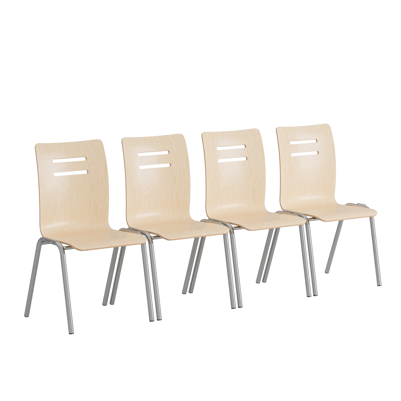 Stuhlreihe aus verbundenen Stapelstühlen